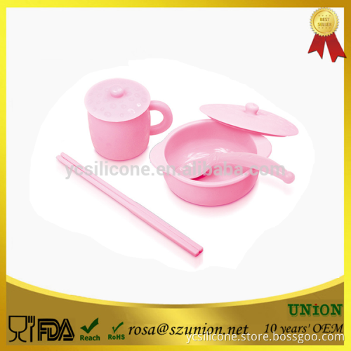 Food grade silicone four sets of food container cups chopsticks for dinnerware
